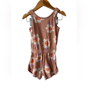 Mini Mango Girls Peach Floral Smiley Romper Size 3T